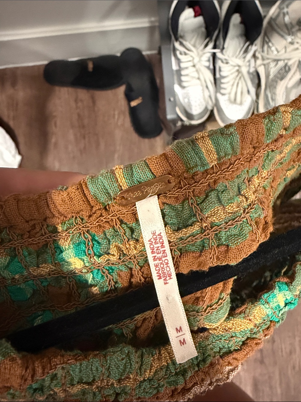 Free People Textured Plaid Midi Dress in Brown & Green - Picture 3 of 3